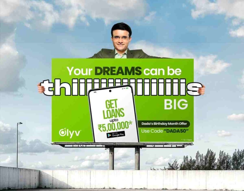 Sourav Ganguly Fronts Olyv's Milestone OOH Campaign in Kolkata 1 Olyv App, Sourav Ganguly OOH, Kolkata Marketing, Digital Lending India, Financial Wellness, Sourav Ganguly Birthday, OOH Advertising Campaign