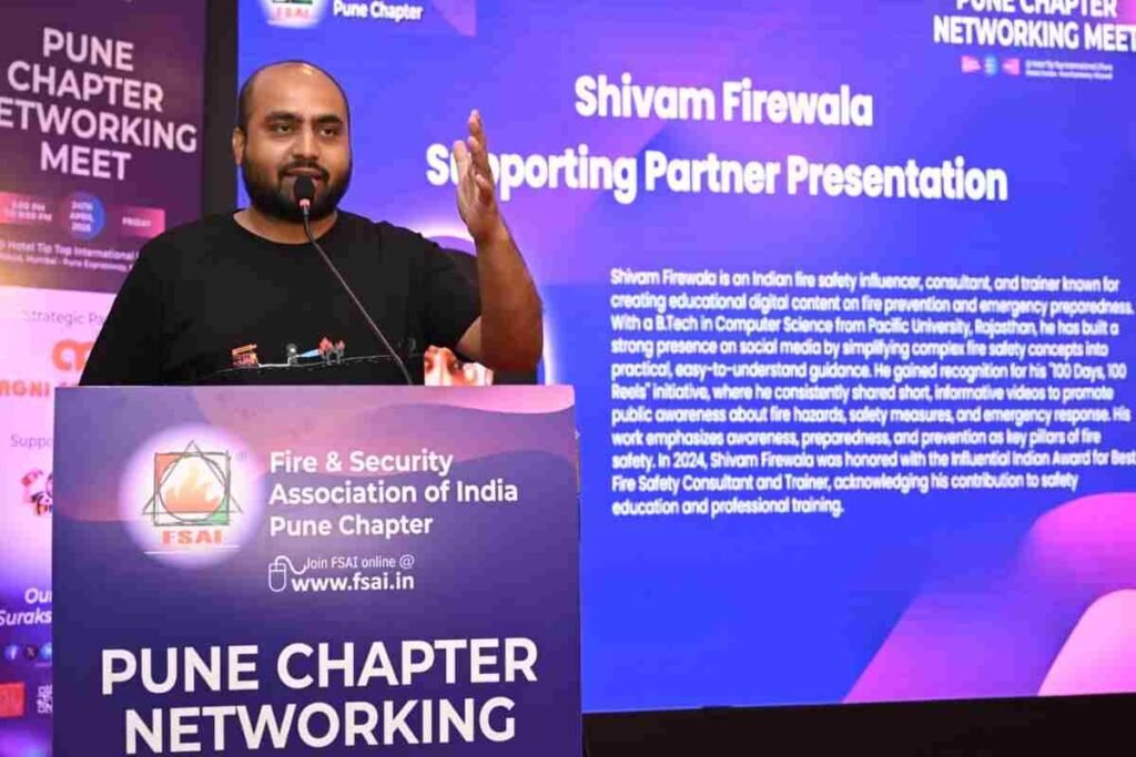 Shivam Firewala, fire safety awareness, FSAI networking meet, fire safety influencer, fire equipment training, emergency preparedness, fire extinguisher awareness, fire safety education, fire industry India, fire prevention