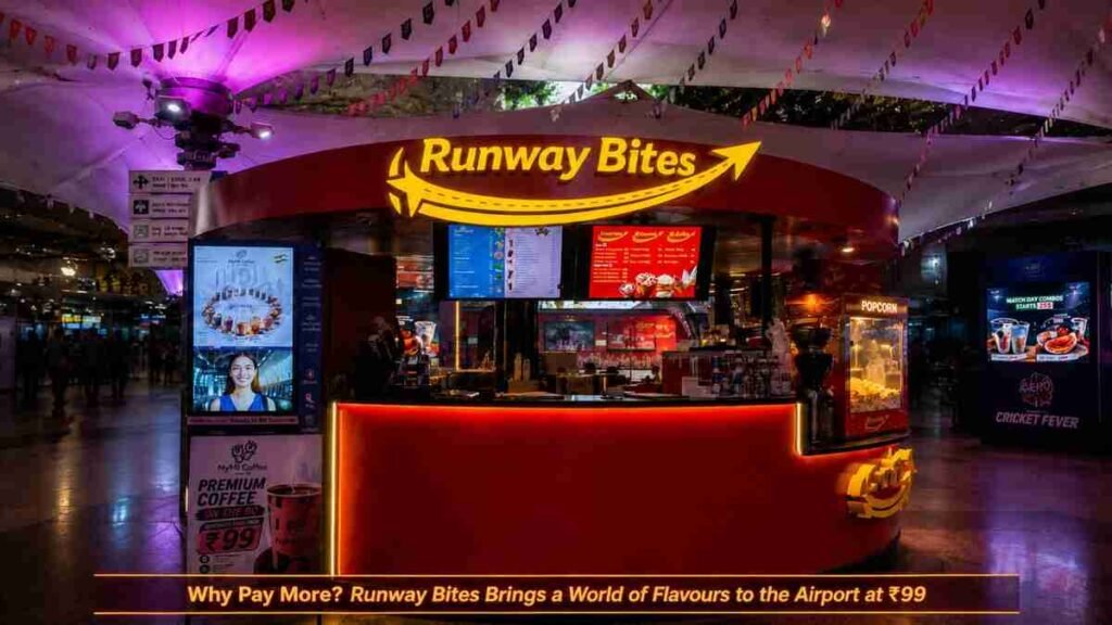 Runway Bites, airport food India, airport snacks ₹99, airport coffee, quick service kiosk, airport dining, grab and go food, affordable airport food, airport meals, travel food
