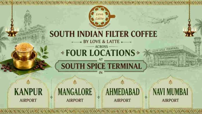 WhatsApp Image 2026-07-01 at 1.01.44 PM Love & Latte, South Indian filter coffee, airport café India, Navi Mumbai Airport café, Ahmedabad Airport coffee, Mangalore Airport café, Kanpur Airport coffee, Sachde Foods & Beverages, flavored filter coffee, iced filter coffee, Indian airport food and beverage, airport coffee chain, premium coffee India, travel café, Indian café brand